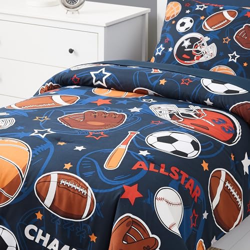 Kaleido Space Sports Ball Games Twin Comforter Set With Sheets thumb #3