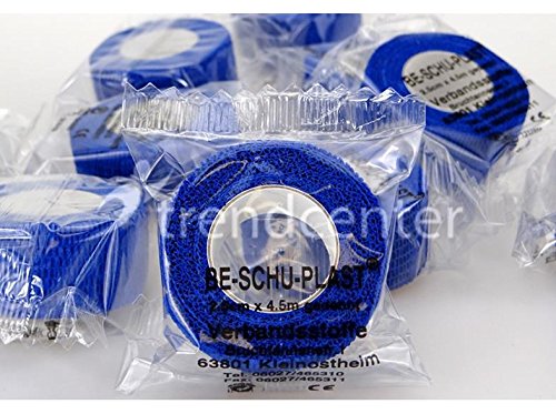 10 x Rollen Fingerverband Pflaster BE-SCHU-PLAST Tape wasserfest elastisch Rot, Blau und Haut, Farbe:Haut