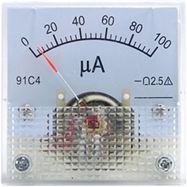 YANHAO 91C4-UA DC Microammeter 50UA 100UA 200UA 300UA 500UA Analog Mechanics Plate Table Pointer Type Ammeter 45 * 45mm 1Pcs (Color : 100UA)