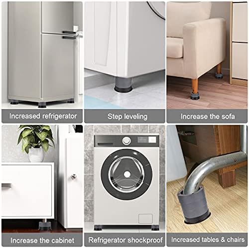 4 Pack Washing Machine Feet Pads with Suction Cup, Anti Vibration Rubber, Shock and Noise Cancelling Washing Machine Stabilizer Support for Washer and Dryer, Reduce Noise, Anti Slip, Protect Floor