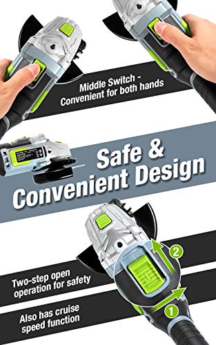 Workpro 20V Cordless Angle Grinder Kit, 4-1/2 Inch, Lightweight Angle Grinder Tool W/ 4.0Ah Lithium-Ion Battery & Fast Charger, Ergonomic Button Position For Reducing Hand Pressure… #TOP4
