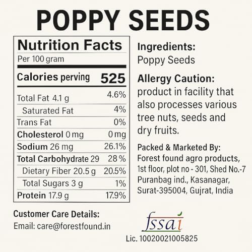 Image of Forest Found Fresh Posta Dana (500g) - Unadulterated White Poppy Seeds | Perfect for Indian Curries, Thandai & Baking | Raw & Natural Khus Khus