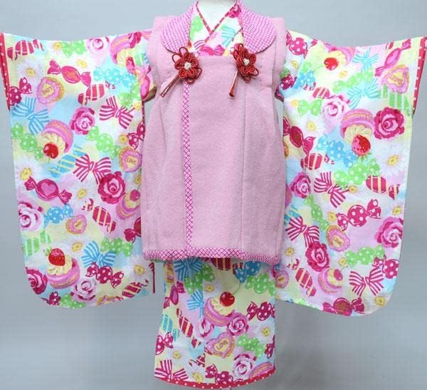 七五三 三歳 女児 被布 着物 フルセット 松田聖子 ピンク系 NO33902 七五三 三歳 女児 被布 着物 フルセット 松田聖子 ピンク系 NO33902 7