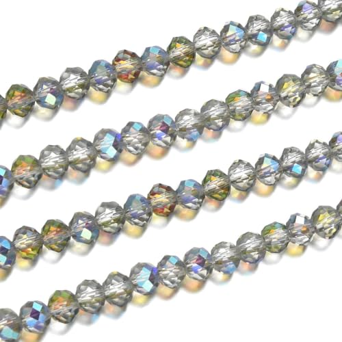 Image of 700pcs Czech Faceted Rondelle Crystal Glass Beads 8mm Bulk Green Red Shimmer