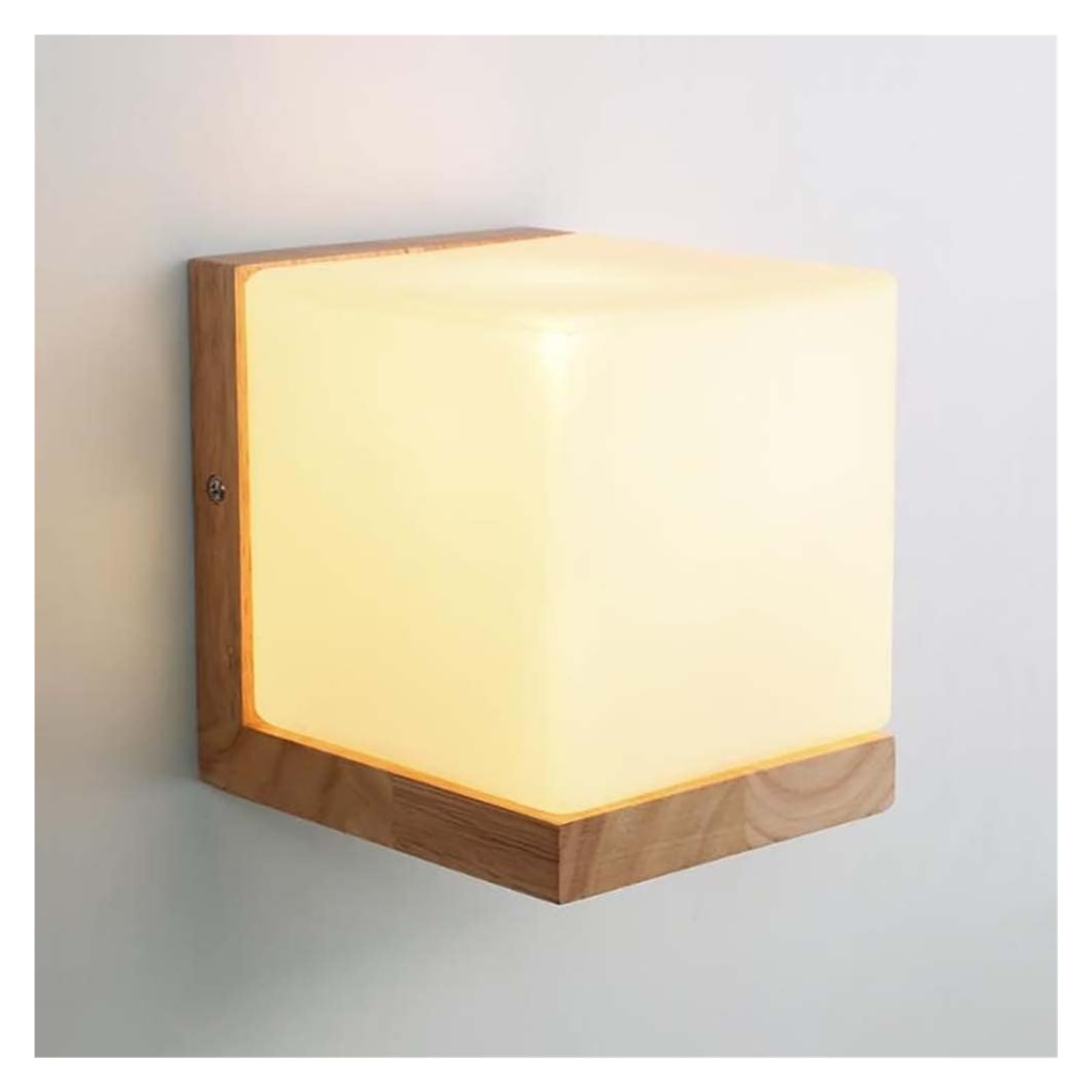 SYAXVOM Wall Lamp Bedroom Wood Lamps, Simple Oak Lights White Glass Lampshade Stair Light Sconce E27 Luminaire for Aisle Balcony,A/C (Color : 3)