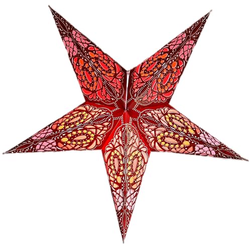 Image of Lantern Lampshade Paper Star Light Shades Large 60cm Star Hanging Decorations for Christmas Wedding Home Decoration Birthday Party (Glitter Brown, Pink, Red)