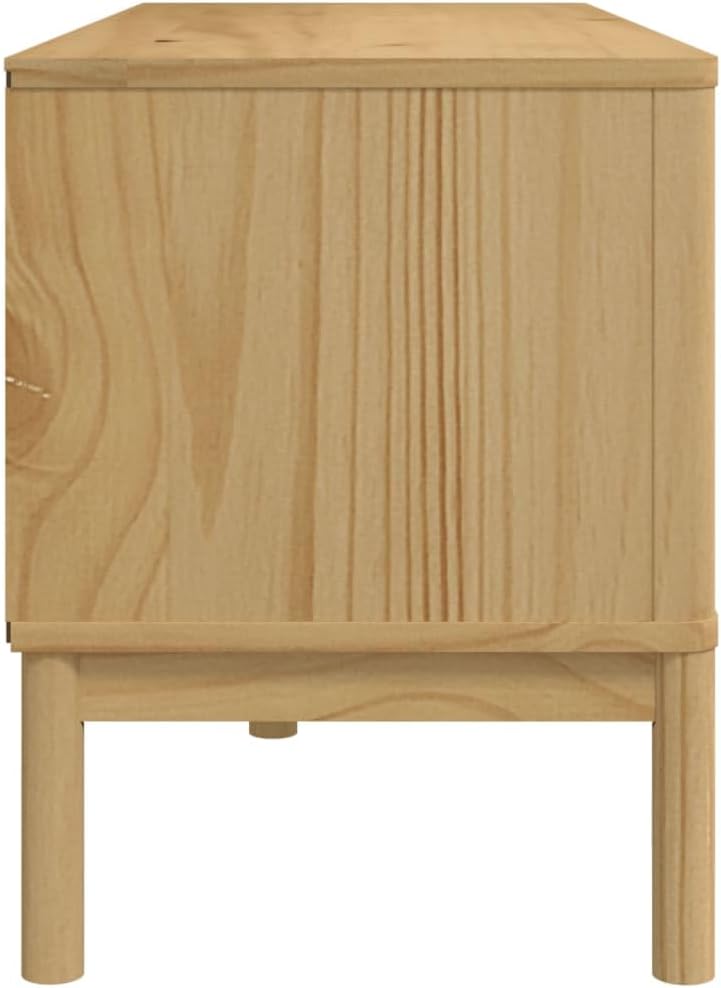 TV Cabinet Wax Brown Solid Pine Wood Media Console 44.9 x 16.9 x 21.7 in Modern Entertainment Center for 60 in TV Screens for Living Room Bedroom