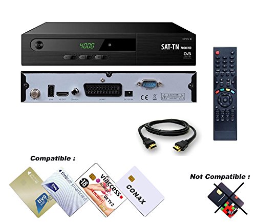 SAT-TN 7000 HD Adecuado para Tivusat CA, USB, HDMI, SCART Receptor Satélite