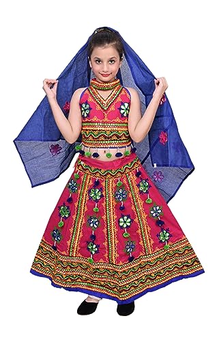 Image of AHHAAAA Girls Cotton Radha Dress Leghnga Choli Chania Choli with Dupatta Set 002