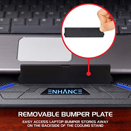 ENHANCE-Cryogen-Gaming-Laptop-Cooling-Pad-Fits-up-to-17-inch-Computer-PS4-Adjustable-Laptop-Cooling-Stand-with-5-Quiet-Cooler-Fans-2-USB-Ports-and-LED-Lighting-Slim-Portable-Design-2500-RPM