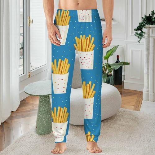 Polka Dot French Fries Men's Pajama Bottoms Sleep Lounge Soft Comfy Pants Sleepwear2