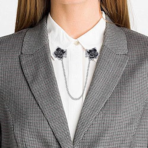 Image of Vintage Metal Rose Bee Lapel Pin for Men Collar Pins Gold Plated Silver Plated Flower With Hanging Chain Lapel Pins for Men's Suit Accessories Brooch Pin Fashion Jewelry for Men Women