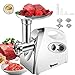 Produktbild Elektrischer Fleischwolf & Wursthersteller,2800W,Küchenmaschine mit 3 Edelstahl-Schleifplatten, Kubbe & Wurstfüllrohren,Heimgebrauch(Weiß)