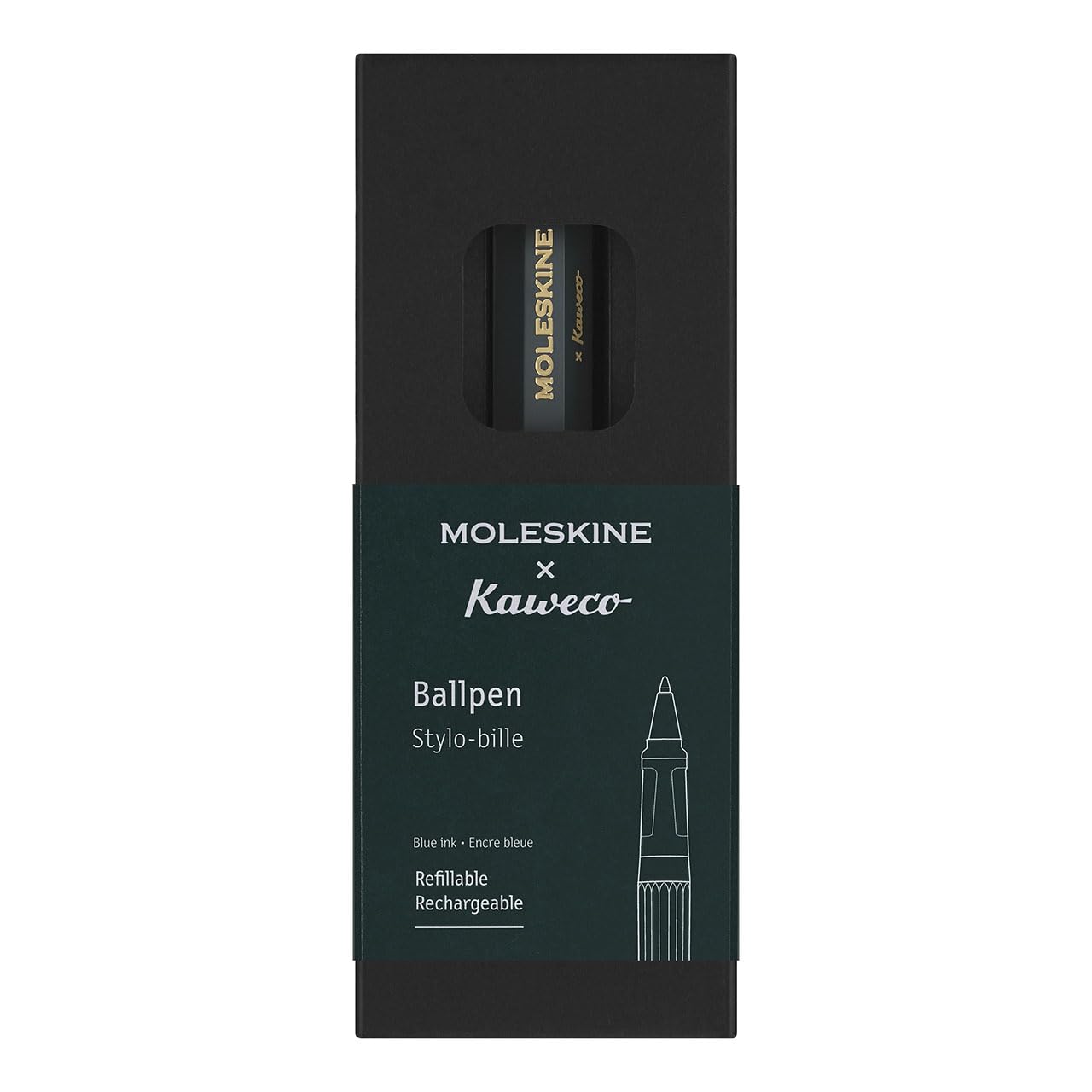 Moleskine Kaweco Ballpoint Pen, Green, Medium Point (0.7 MM), Blue Ink