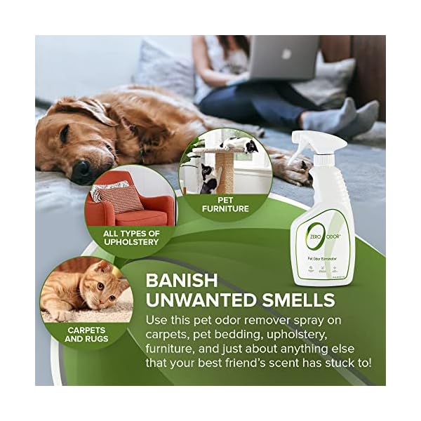 Zero odor - pet odor eliminator - permanently eliminate air & surface odors – patented molecular technology best for carpet, furniture, pet beds - smell great again (over 400 sprays per bottle) - image 5