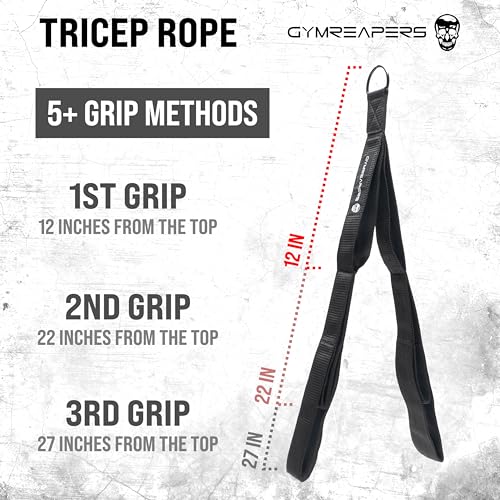 Gymreapers Tricep Rope Cable Attachment - Multi-Workout Tricep Pull Down Cable Attachment - Perfect Gym Cable attachments (3 Lengths Built in One) 2 Gymreapers Tricep Rope Cable Attachment - Multi-Workout Tricep Pull Down Cable Attachment - Perfect Gym Cable attachments (3 Lengths Built in One) - Image 2