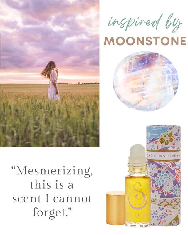 The Sage Lifestyle Moonstone Roll On, Oil, Gardenia, Lily, Vanilla Musk, Egyptian Musk, Perfume for Women, Long Lasting, Floral Fragrance, Artisan, Parfum, 1/8 oz, Travel Size, Mini Perfume for Women - Image 3