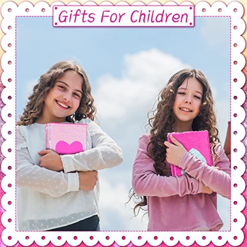 Image of Outus 4 Pcs Sequin Girls Journal Valentines Journal Gift with Color Gel Ink Pens Glitter Notebook Flip Writing Diary for Kids Girl Writing Drawing Travel Gifts(AB Color,Heart)