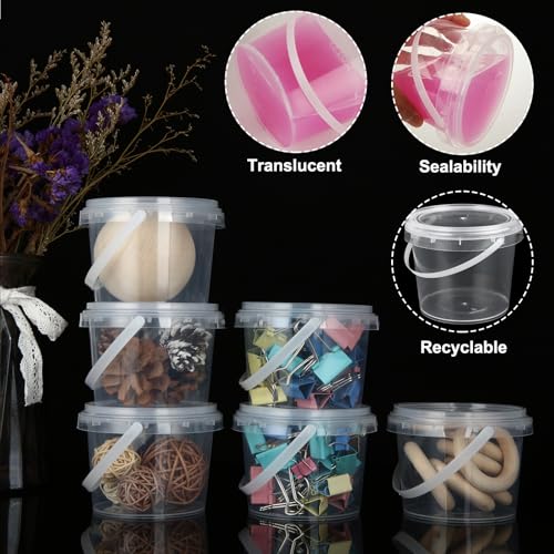 Image of ZOFORTY 18 PCS 70 oz Slime Containers with Lids and Handles, Plastic 2000ml Storage Bucket Containers, Clear Slime Storage Case for Slime DIY Art Craft, Pigment, Small Tools, Part Material