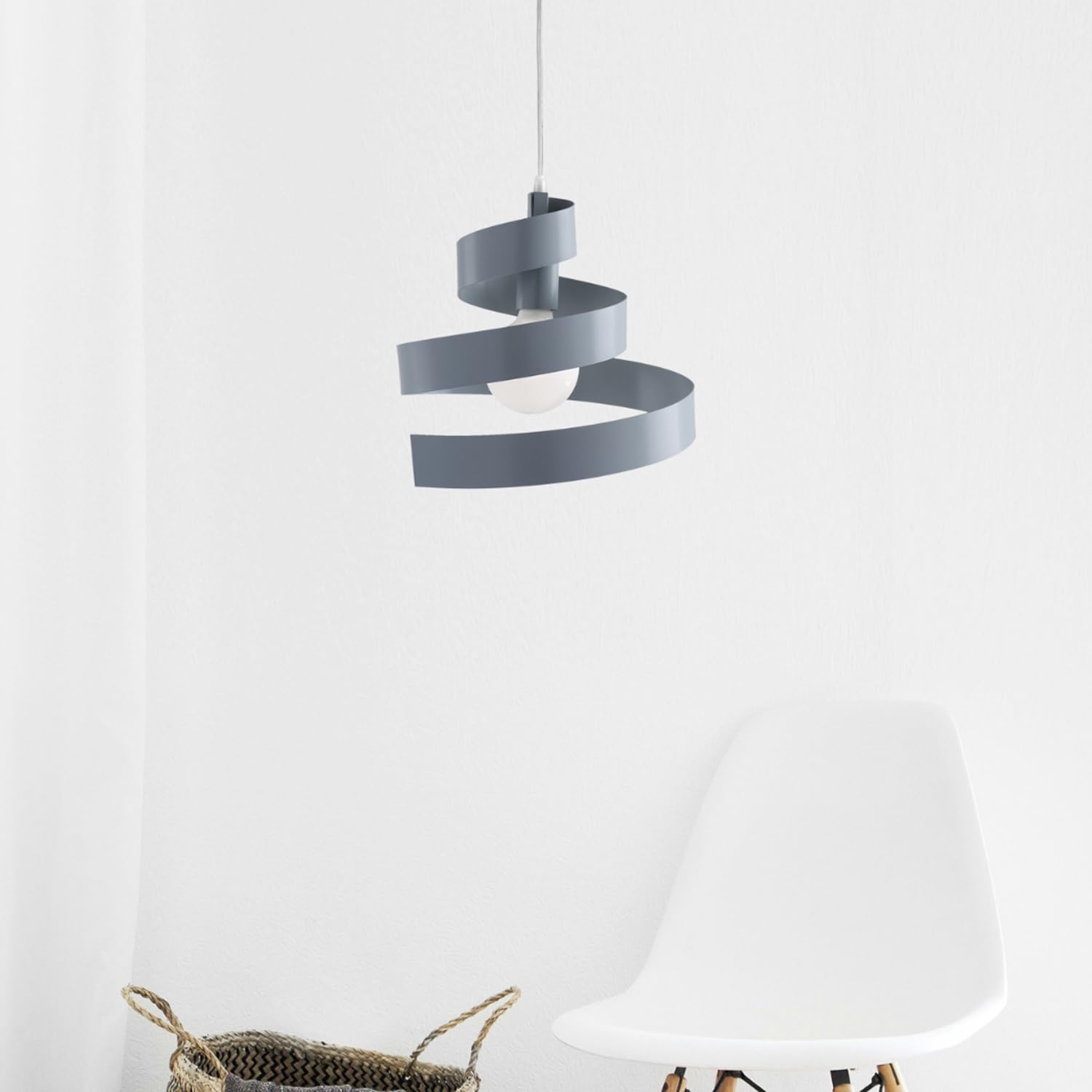 Sospensione Moderna 1 Luce In Ferro Laccato Grigio
