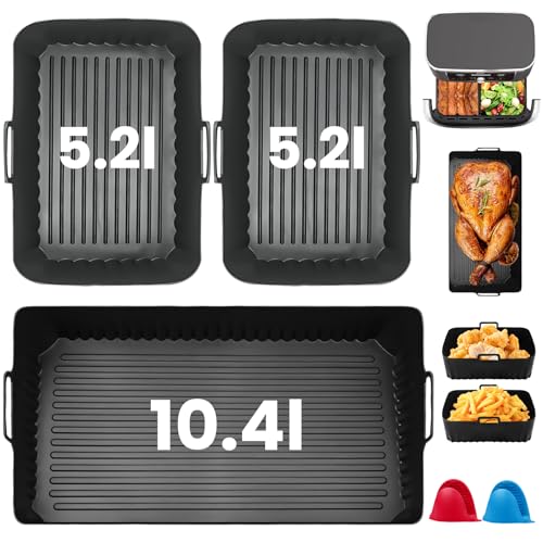 Heißluftfritteuse Zubehör für Ninja Foodi Flexdrawer 10,4 L AF500EU, Neues Upgrade 3PCS Wiederverwendbar Silikonform Air...
