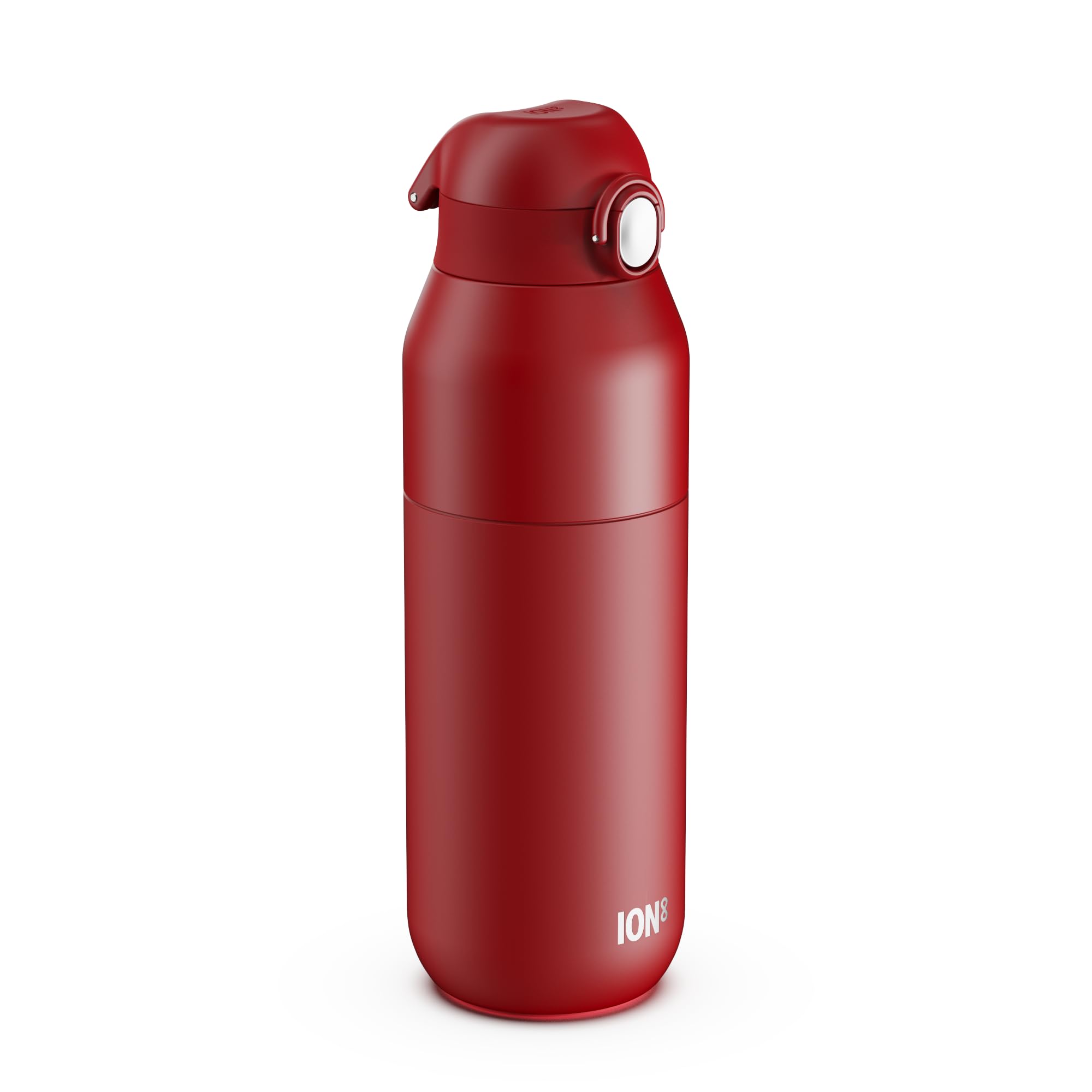 ION8 Primo Revive Insulated Water Bottle 720 ml (24 oz)– Leakproof Stainless Steel Bottle with Flip Lid, One Touch Open, Fast Flow, Vacuum Insulated Hot & Cold, Dishwasher Safe, Red
