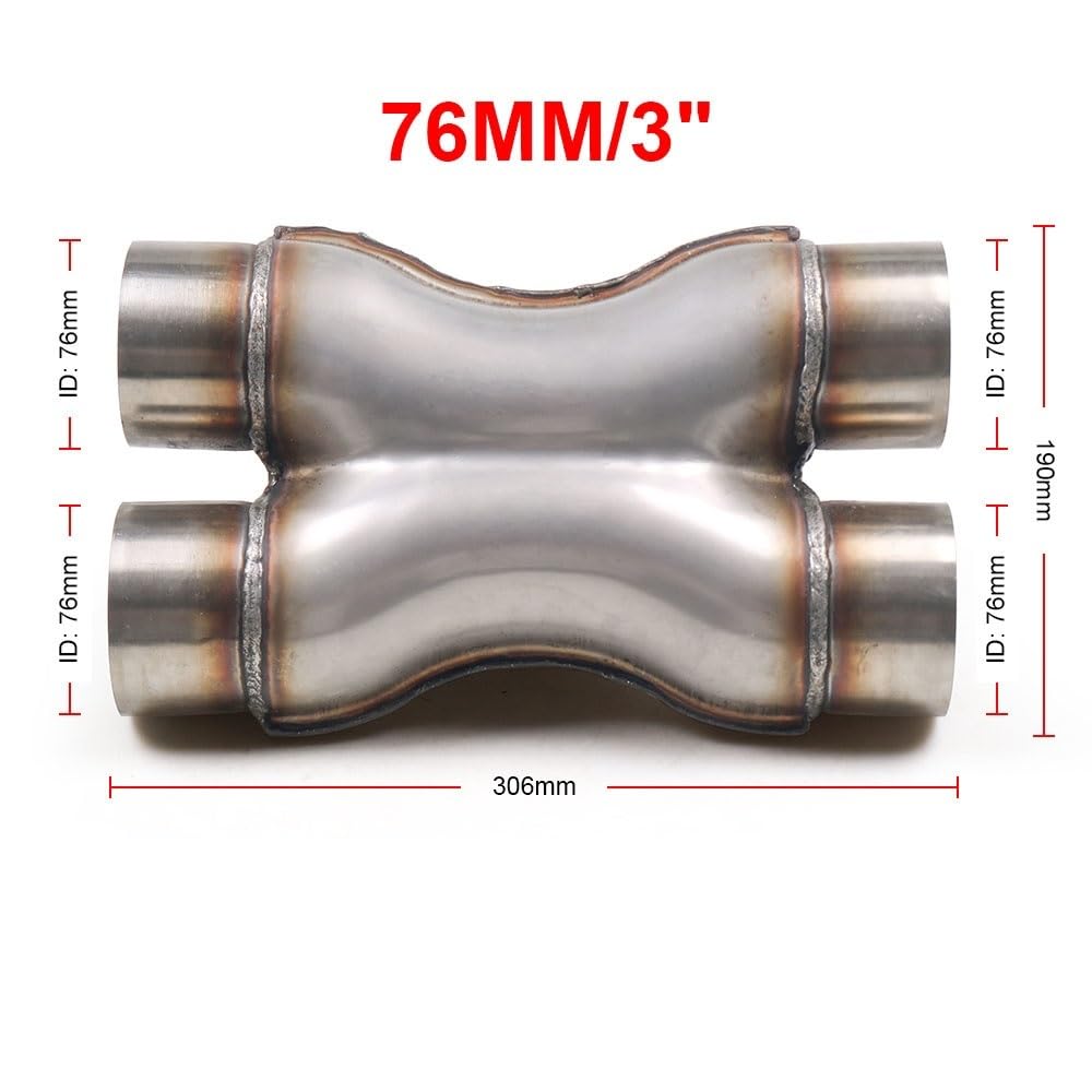 rura wydechowa stalowy wąż Samochód X-PIPE 2,25'' 2,5'' 3'' Wejście/Wyjście | Układ wydechowy samochodu X-pipe Uniwersalna końcówka tłumika ze stali nierdzewnej Czterokierunkowa rura wydechowa(3inch)