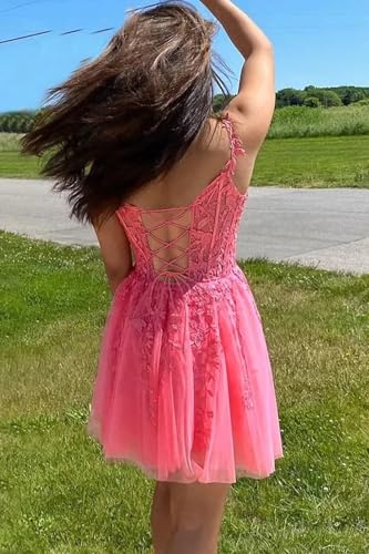 Spaghetti Straps Tulle Homecoming Dresses Short Lace Mini Prom Dress for Teens3