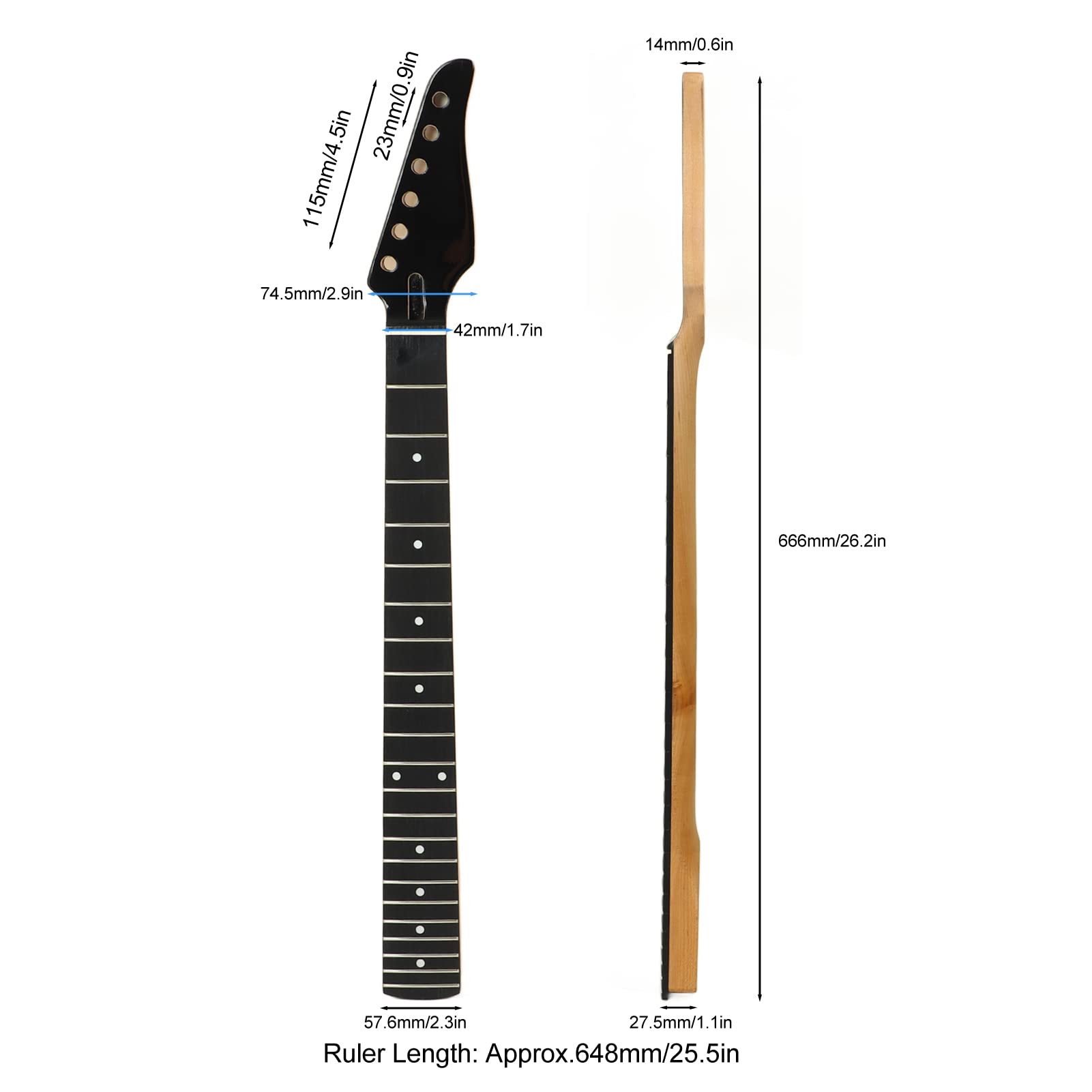 Tastiera del Collo della Chitarra Sostituzione di 22 Tasti Senza Sbavature del Collo della Chitarra Elettrica