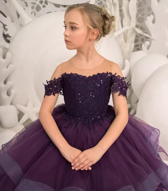 Flower Girl Dresses for Wedding Girls Embroidery Princess Dress Girl's Pageant Communion Tulle Dress Ball Gown for Kids2