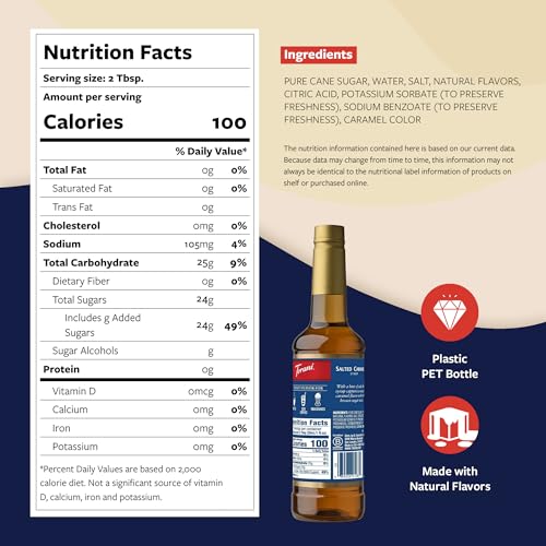 Image of Torani Coffee Syrup, Salted Caramel Flavored Syrup for Drinks, Pump Included, 25.4 Fl Oz