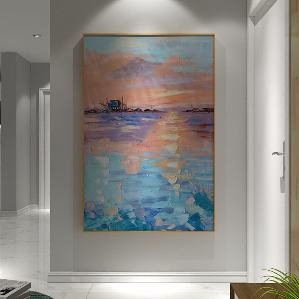 Peinture à l'huile sur toile faite main avec texture 3D de luxe pour villa