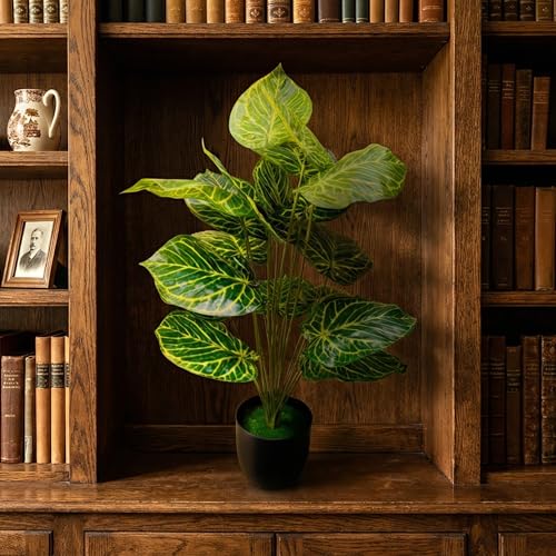Image of Dekorly Plastic Fake Plants Artificial Floor Plants Large Tropical Palm Tree for Home Decor (Swiss Cheese Plant)