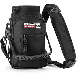 Wild Wolf Outfitters Cantimplora militar #1 para botellas de 950ml. Lleva, protege y aísla tu cantimplora con este portabotella de agua con 2 bolsillos, y correa para hombro acolchada (Negro)