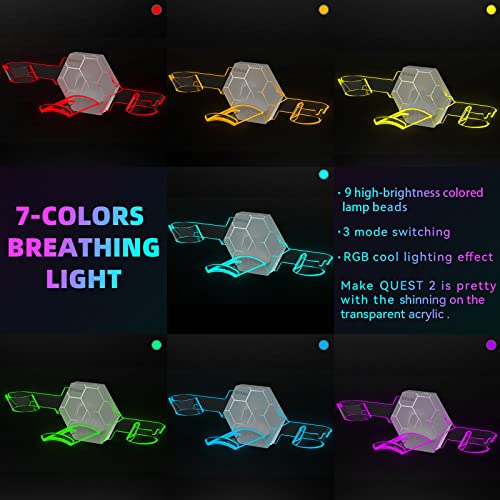Hibloks Vr Wall Mount For Meta/Oculus Quest 2, Rgb Led Vr Stand For Meta/Oculus Quest 2 Accessories,Magnetic Charging Station For Quest 2 Headset And Controller #TOP5