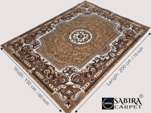 Image of SABIRA Carpet (Size-150x200 Cm / 60x78 in) Modern Floral Area Rug Large Carpet for Living Room, Bedroom & Dining Room, Washable, Non-Slip (Color-Gold)