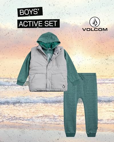 Volcom Boy's Outerwear Set - 3 Piece Boys' Fashion Activewear Set Puffer Vest, Hoodie Sweatshirt and Jogger Pants (12M-7)2