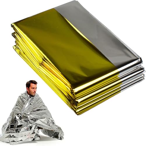 JYNVO Manta de rescate de 3 piezas, kit de supervivencia, manta de emergencia para exteriores, manta de rescate cálida, sábana de rescate, para coche, primeros auxilios, camping