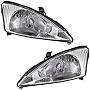 Pair Headlights fits 00-04 Ford Focus Halogen Headlamps Set with Chrome Bezels