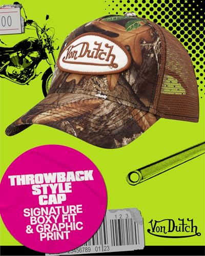 Image of Von Dutch Mens & Womens Trucker Hat - Adjustable Snapback Curved Brim Realtree Camo Hunting Baseball Cap for Men and Women