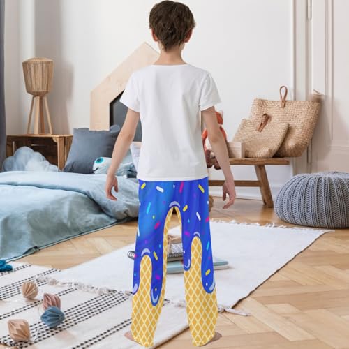 Boy's Pants Navy Ice Cream Circle Jogger Pants Elastic Waist Long Bottoms Trousers with Pockets 6-14 Years3