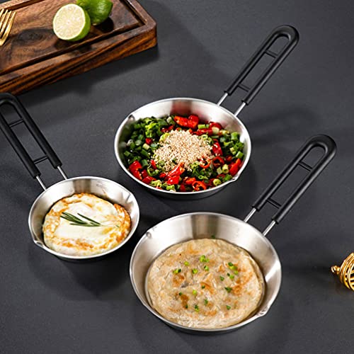 Sherchpry Mini Egg Frying Pan Skillet Nonstick Omelet Pan Stainless Steel Round Pancake Pan Kitchen Cooking Pan With Handle For Gas Stove Induction #TOP7