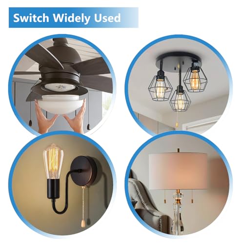 Image of Zing Ear ZE-109 Ceiling Fan Light Switch, On-Off Speed Beaded Pull Chain Extension Compatible with Hunter Ceiling Fans Light, Lamps and Wall Lights (Nickel Pull Chain)