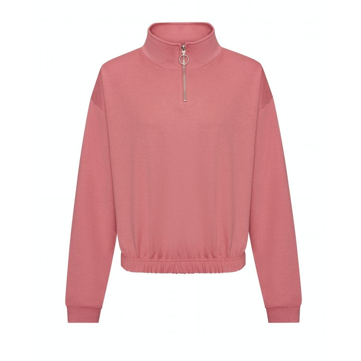 AWDis Just Hoods JH037 Ladies Cropped 1/4 Zip Sweatshirt - Dusty Rose - M
