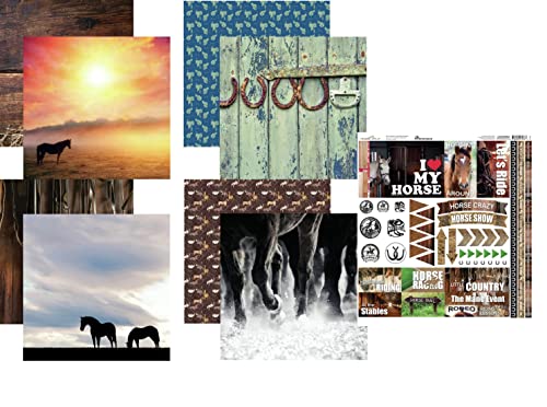 Horse Play 12x12 Horse Scrapbook Papers and Stickers Set Horseplay