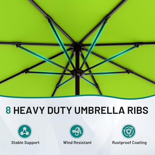 Image of AreShark 12 FT Patio Umbrella for Outdoor, Outdoor Table Umbrella with Crank, Outdoor Patio Umbrellas with 8 Sturdy Ribs, Patio Umbrellas for Market, Garden, Pool (Apple Green)