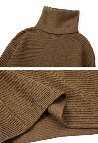 Image of chouyatou Women's Turtleneck 2 Piece Outfits Ribbed Knit Sweater Midi Pencil Skirt Set