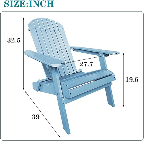 Miniatura 7 de FDW Silla Adirondack plegable, silla de patio para todo tipo de clima, silla para fogata al aire libre para patio, césped, jardín, terraza, piscina