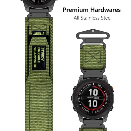 MYSNBKN 26mm Quick Fit Nylon Strap for Garmin Fenix 8 51mm/Fenix 7X Pro/Fenix 7X/Fenix 6X/Fenix 6X Pro/Fenix 5X/Fenix 5X Plus/Fenix 3/Fenix 3 HR - Image 2