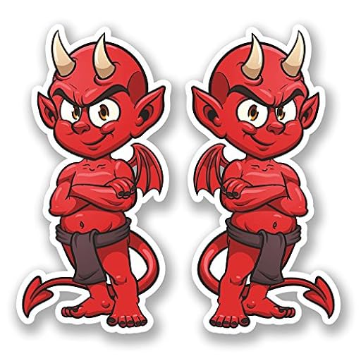 2 x rojo diablo vinilo pegatina moto casco de bicicleta iPad demon # para ordenador portátil 5383 - 5cm ancho x 10cm alto | Ya disponible en tu tienda friki favorita! En mundofriki.es!